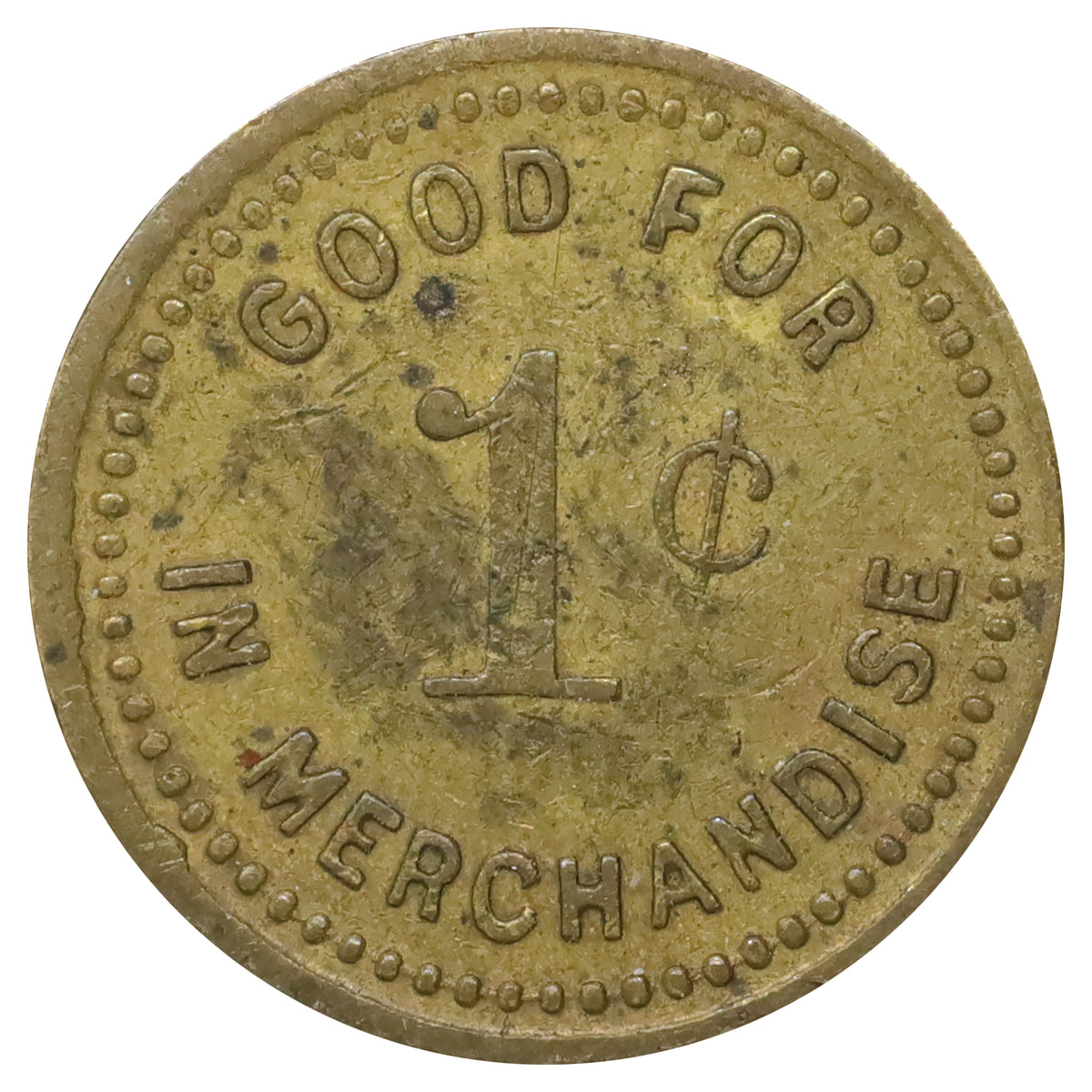 Antique Simcoe, ON, Marlatt & Son Groceries & Crockery 1-cent Merchant Token