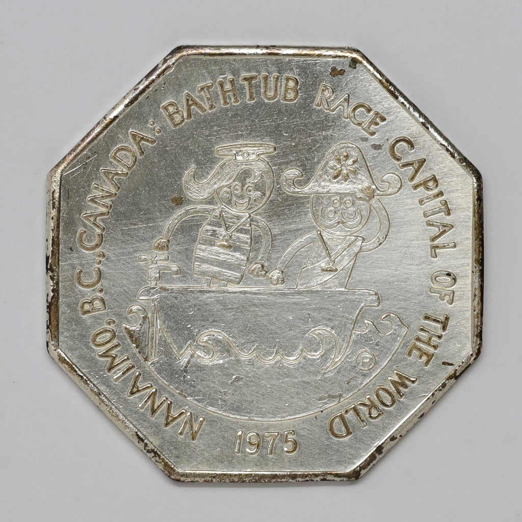 1975 Nanaimo, BC, 9th Annual Bathtub Race Commemorative Silver-Plated Dollar Token