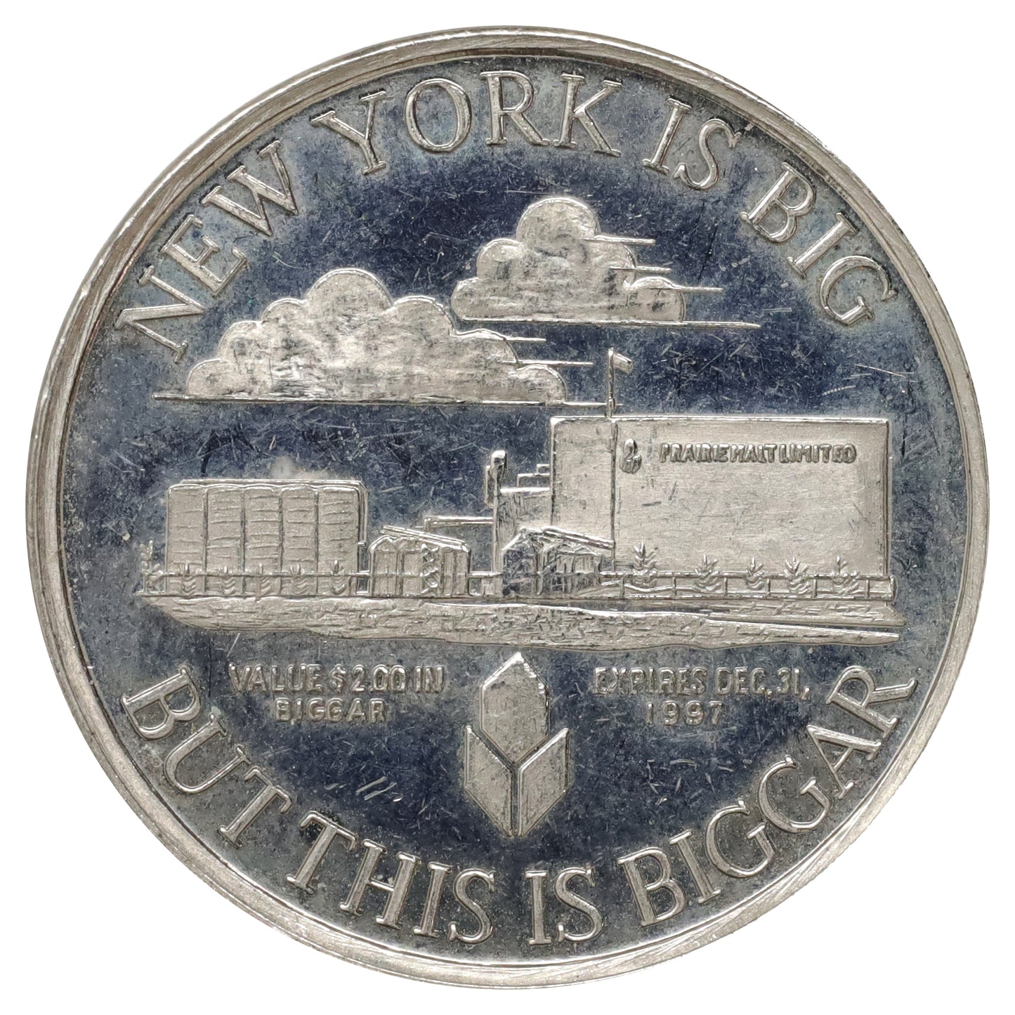 1997 Biggar, SK, "New York Is Big, But This Is Biggar!" World Record Buck $2 Trade Token