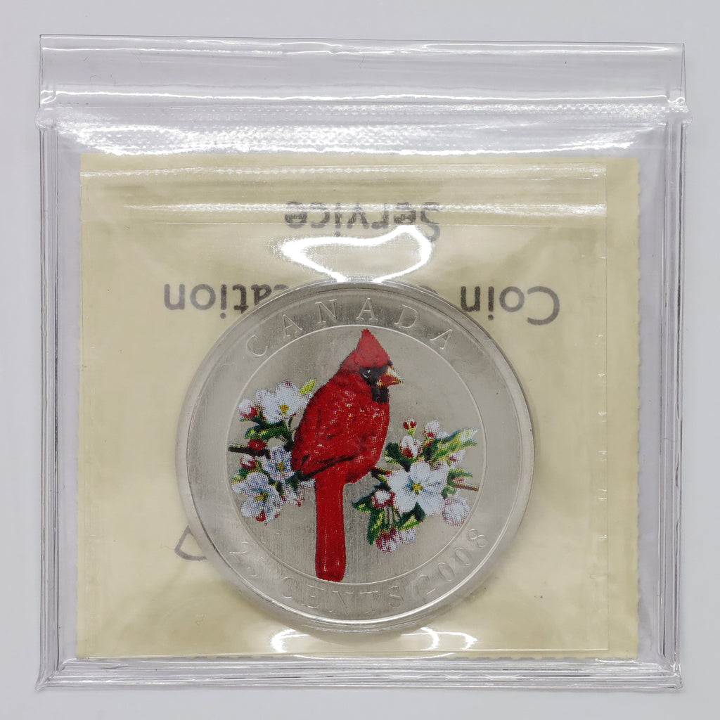 2008 25-cent Birds of Canada: Northern Cardinal ICCS Certified SP67