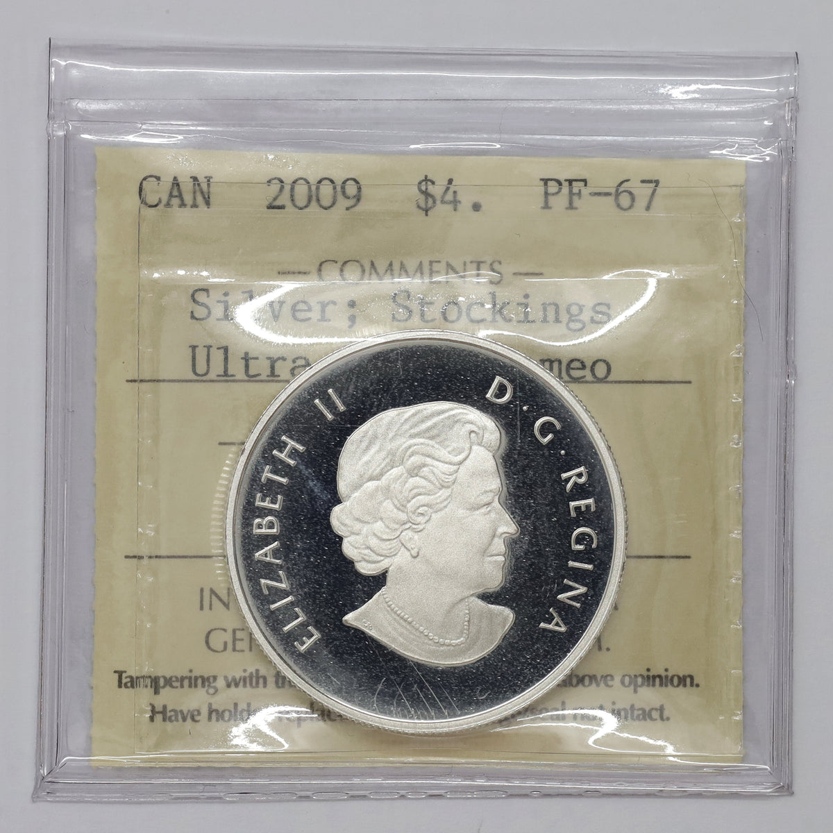 2009 Canada $4 Hanging the Stockings .9999 Fine Silver Coin ICCS Cert. PF67 UHC (No Tax)