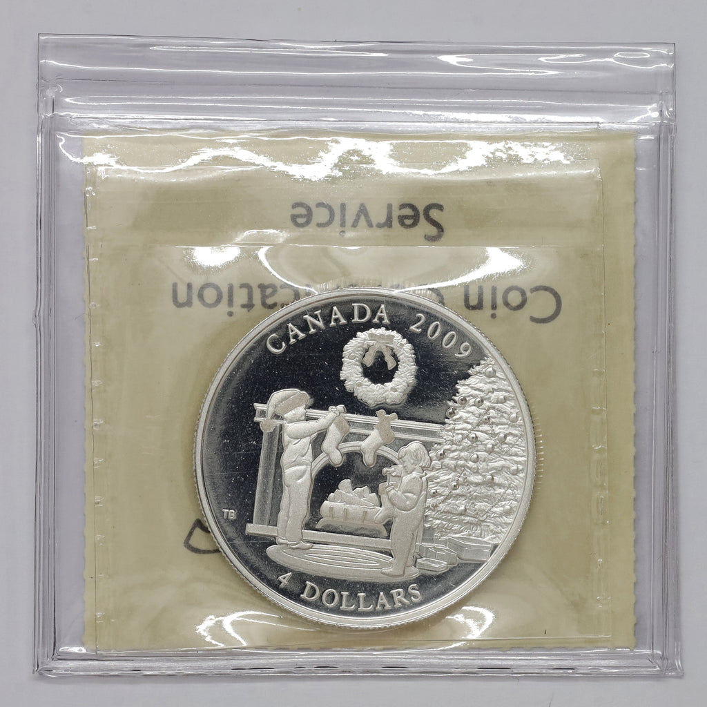 2009 Canada $4 Hanging the Stockings .9999 Fine Silver Coin ICCS Cert. PF67 UHC (No Tax)