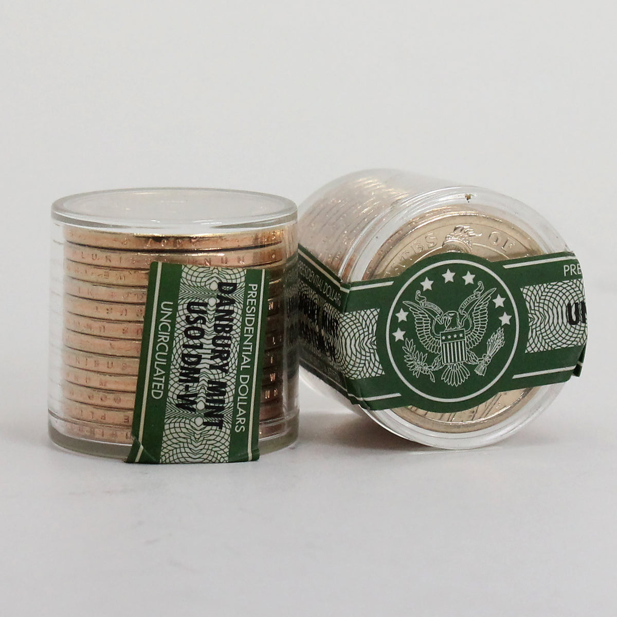 Pair of 2007 & 2014 Sealed 12-Coin Presidential Dollar Tubes, Adams & Harding, 2pcs
