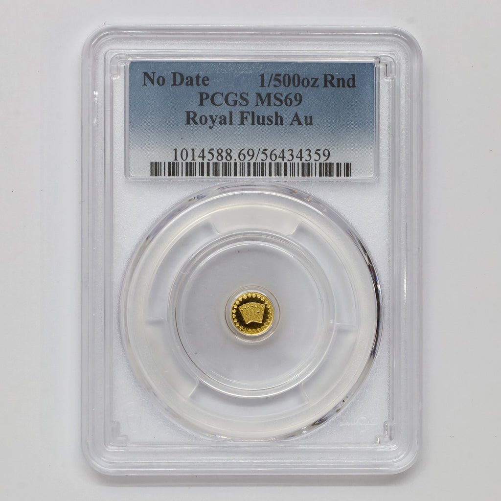 Novelty 1/500 oz. Royal Flush .9999 Gold Round PCGS Certified MS69 (No Tax)