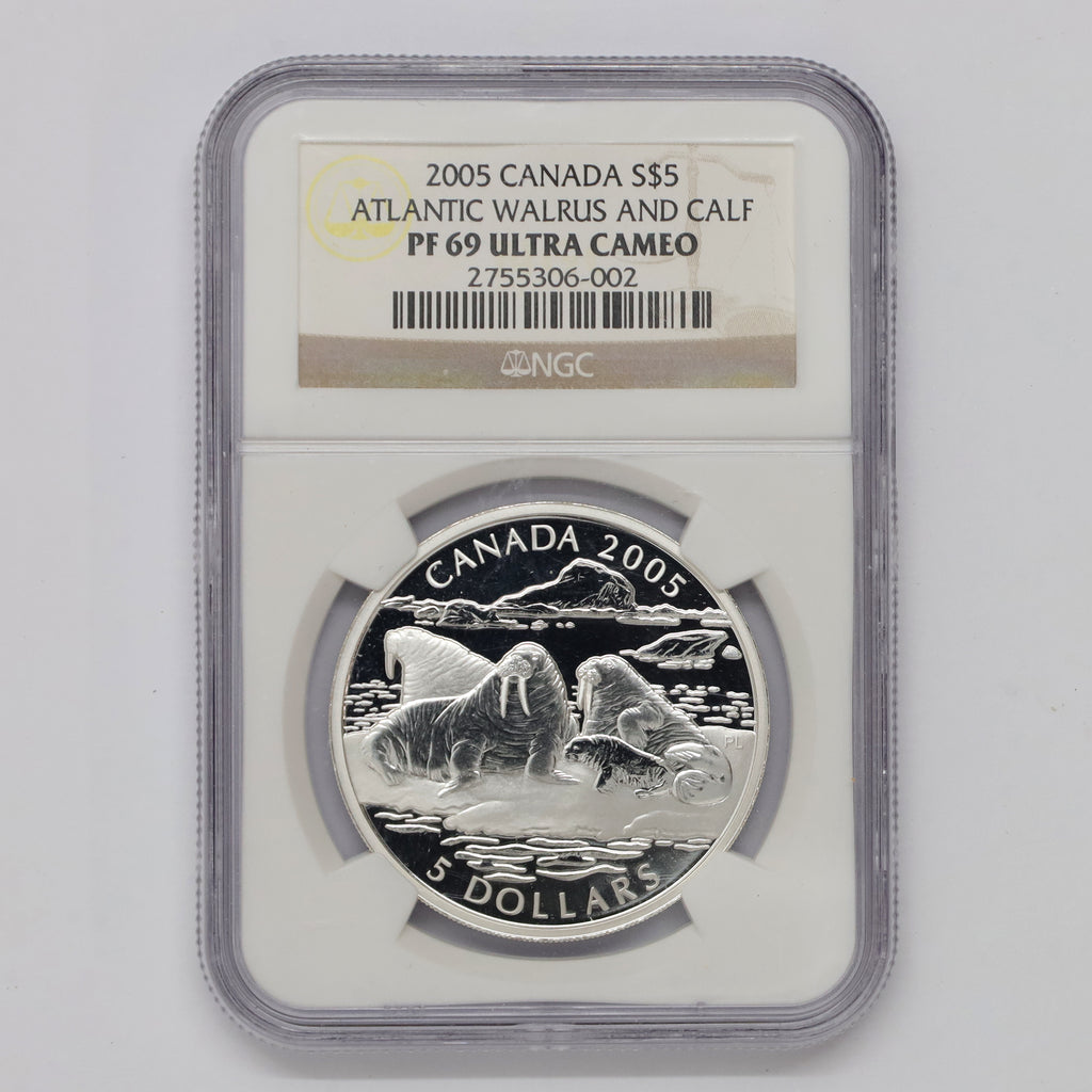 2005 Canada $5 Walrus & Calf Coin NGC Certified PF69 UHC (No Tax)