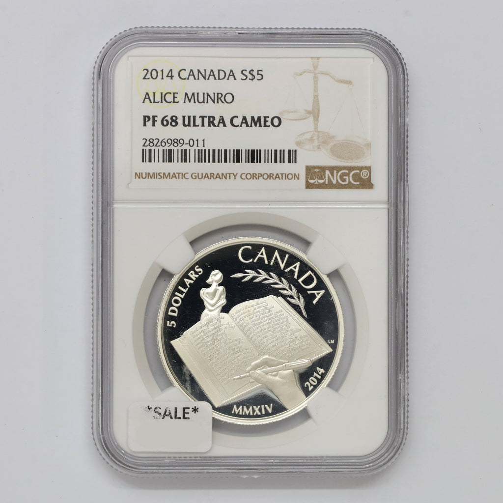 2014 Canada $5 Alice Munro Fine Silver Coin NGC Certified PF68 UHC (No Tax)