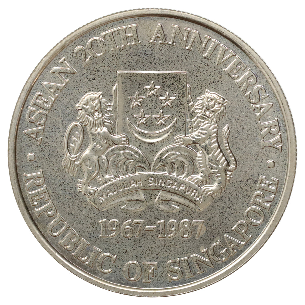 Singapore 1987 $10 20th Anniversary of ASEAN Commemorative Token in Original Case (wear)