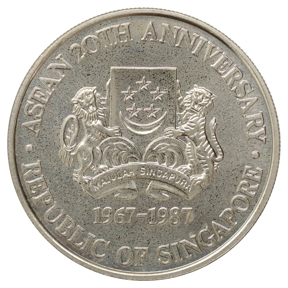 Singapore 1987 $10 20th Anniversary of ASEAN Commemorative Token in Original Case (wear)