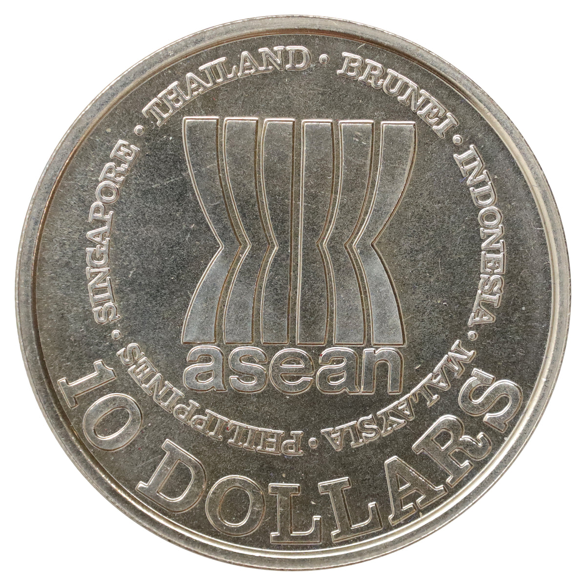 Singapore 1987 $10 20th Anniversary of ASEAN Commemorative Token in Original Case (wear)