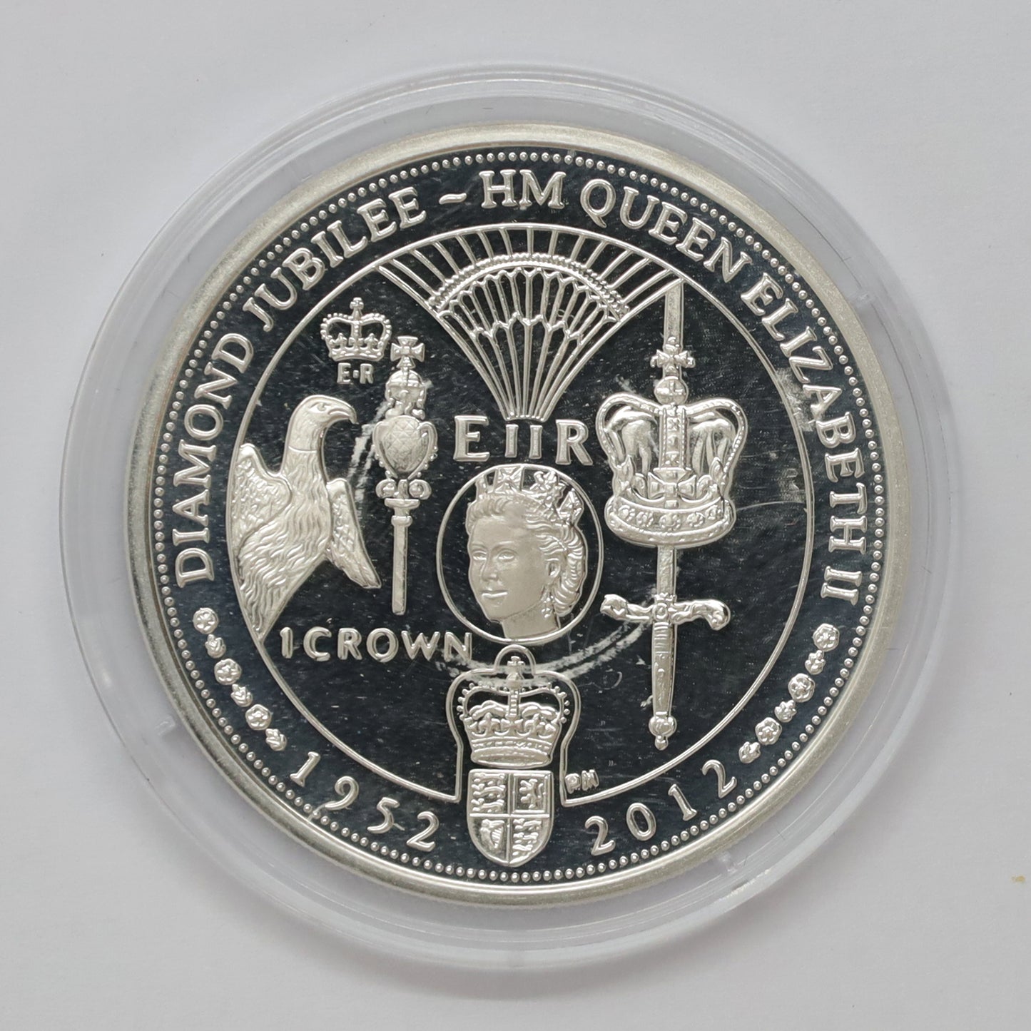 2012 Isle of Man Diamond Jubilee Elizabeth II Head of State Proof Silver Crown (scr. cap)
