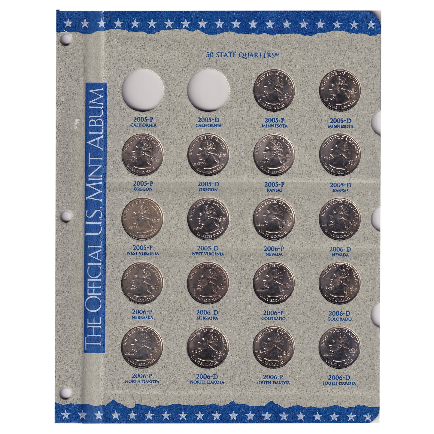 Estate Lot of 90x 1999-2008 USA 50 State Quarters in Official Album