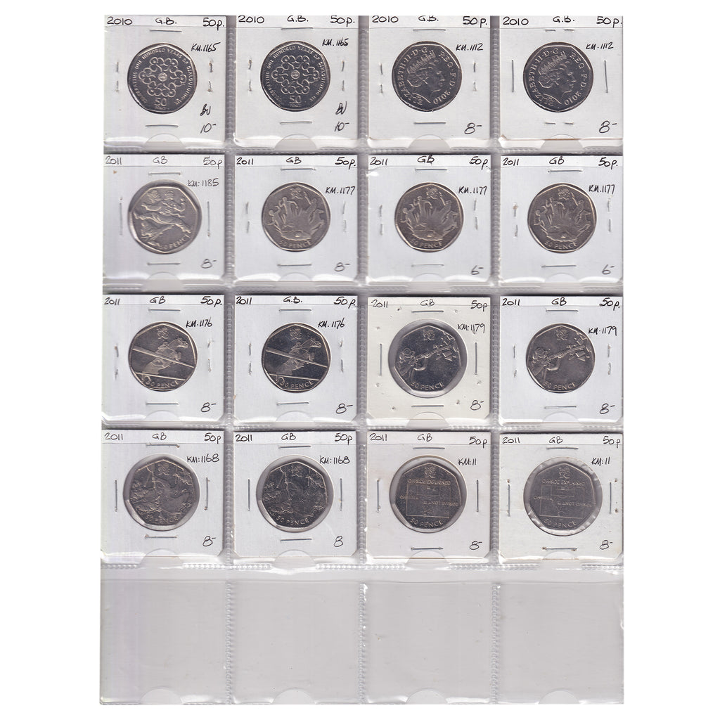 Group Lot of 29x Great Britain 2010-2019 Commemorative 50-pence Coins, 29pcs
