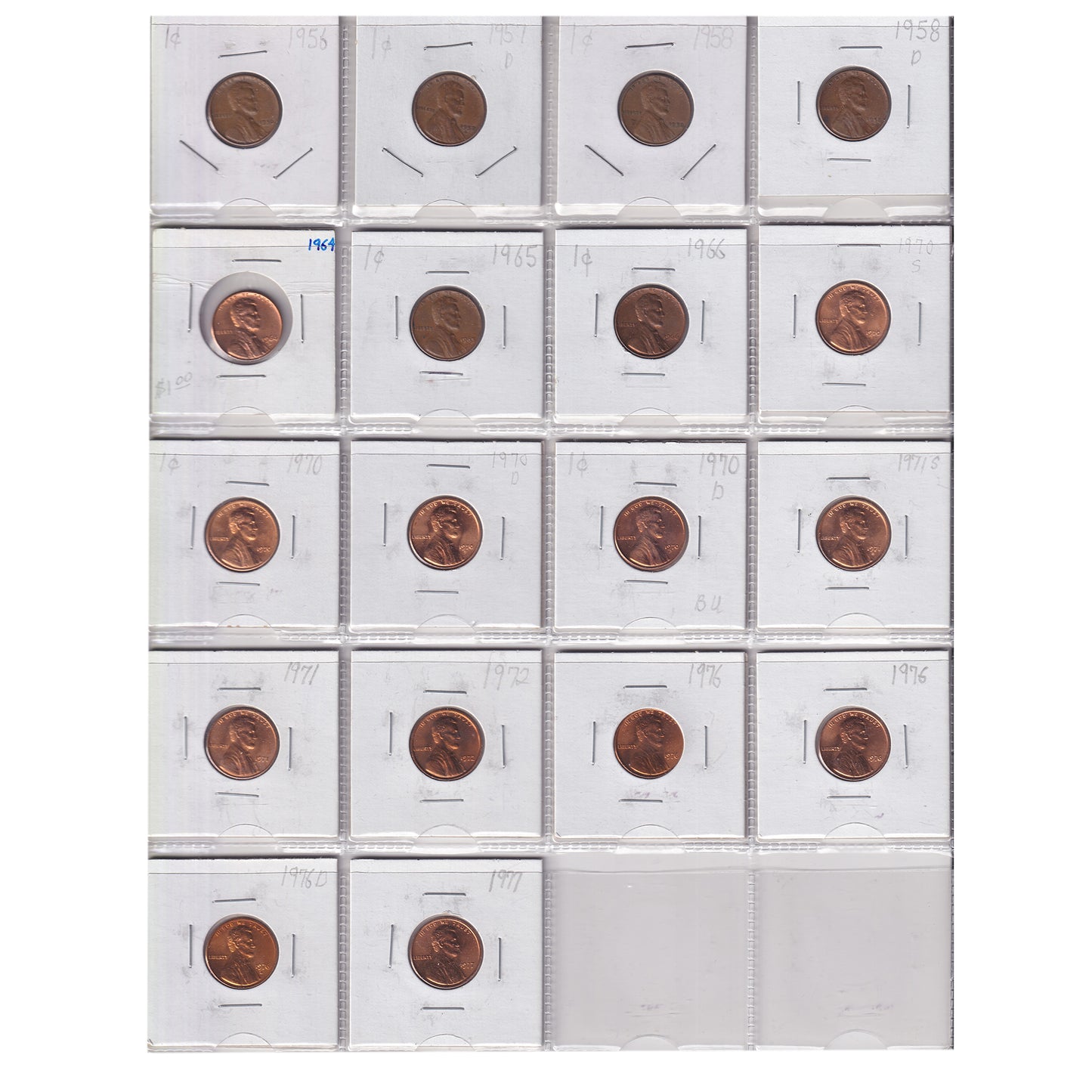 Group Lot of 84x 1879-1978 USA Cents, 84pcs