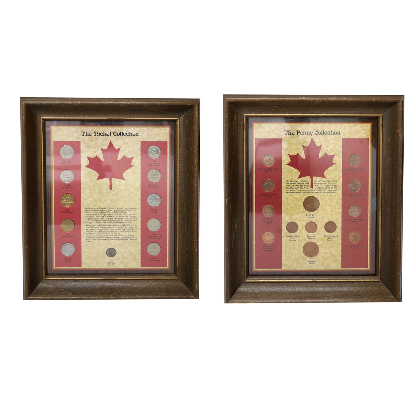 Pair of Vintage Framed Canadian Decimal Collections, 2pcs (light wear)