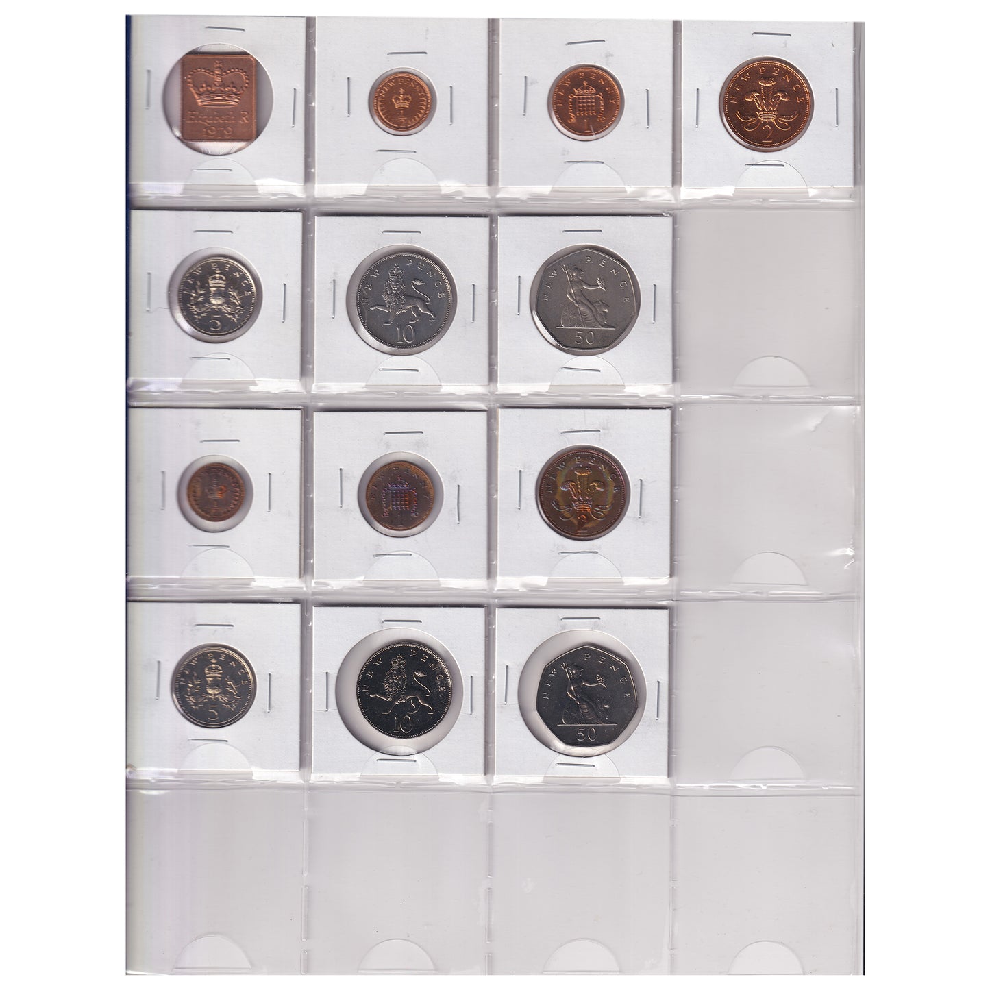 Estate Lot of 158x 1967-1992 Great Britain Coins Broken from UK Proof Sets in Red Binder