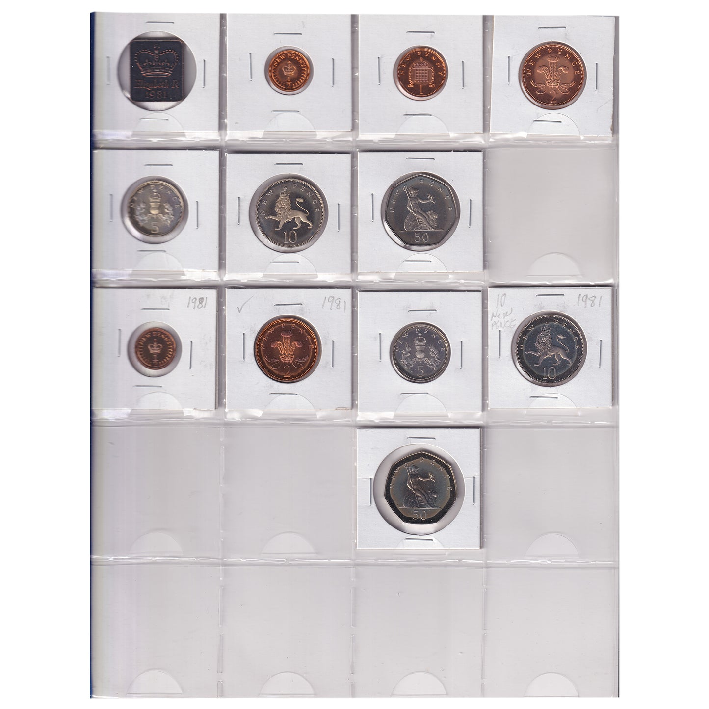 Estate Lot of 158x 1967-1992 Great Britain Coins Broken from UK Proof Sets in Red Binder