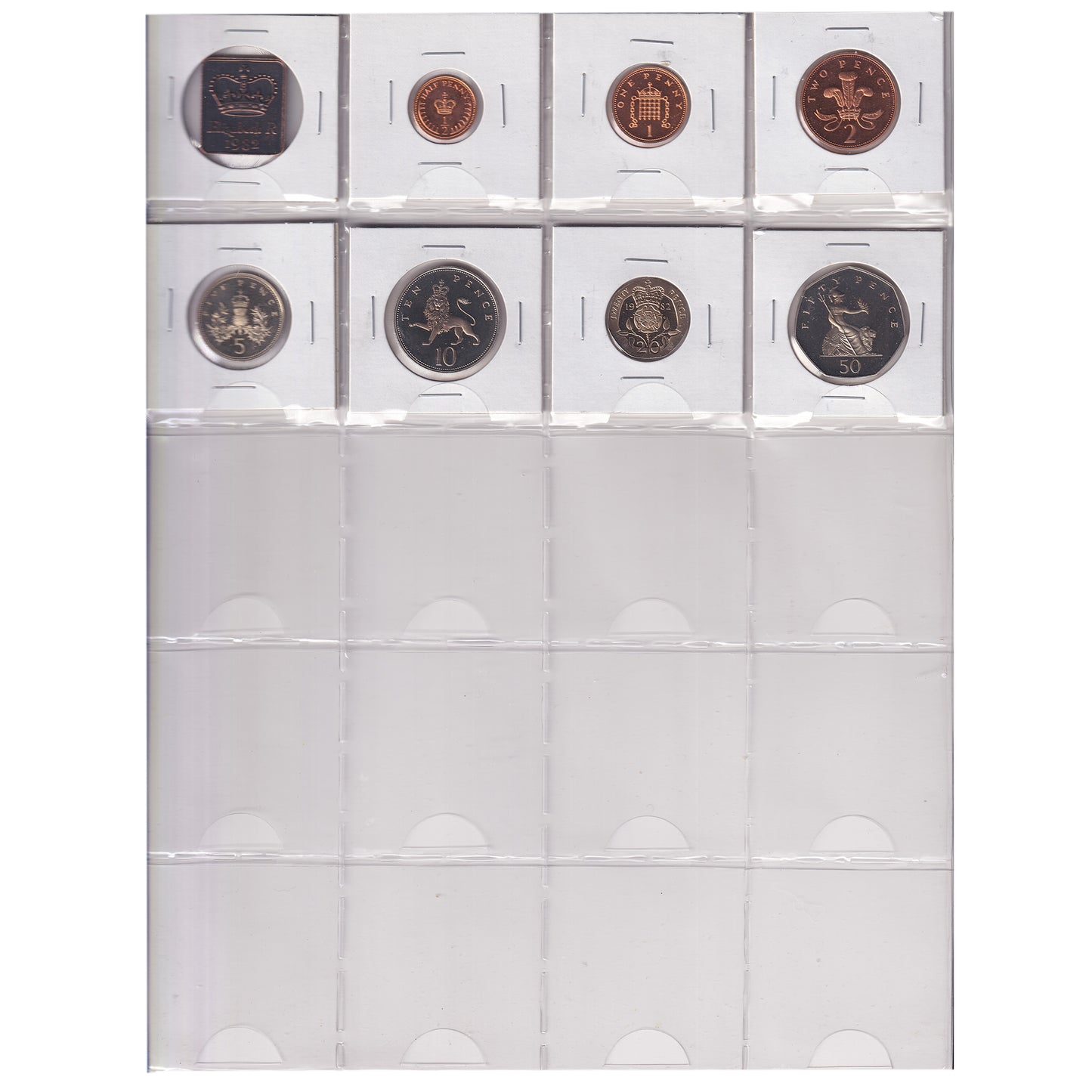 Estate Lot of 158x 1967-1992 Great Britain Coins Broken from UK Proof Sets in Red Binder