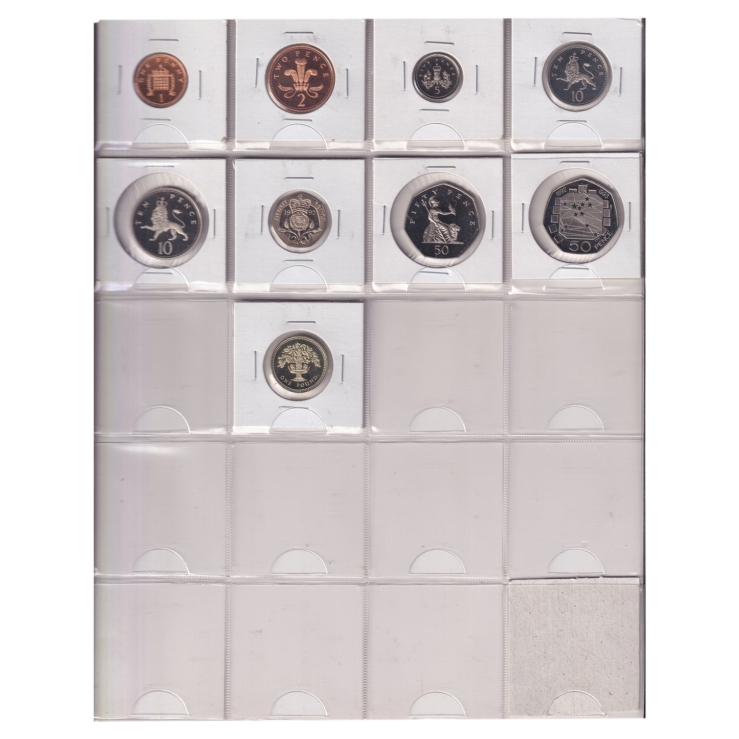 Estate Lot of 158x 1967-1992 Great Britain Coins Broken from UK Proof Sets in Red Binder
