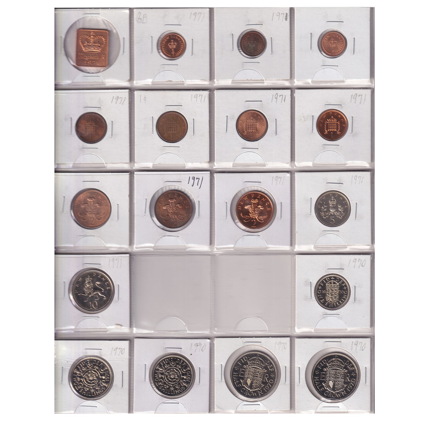 Estate Lot of 158x 1967-1992 Great Britain Coins Broken from UK Proof Sets in Red Binder