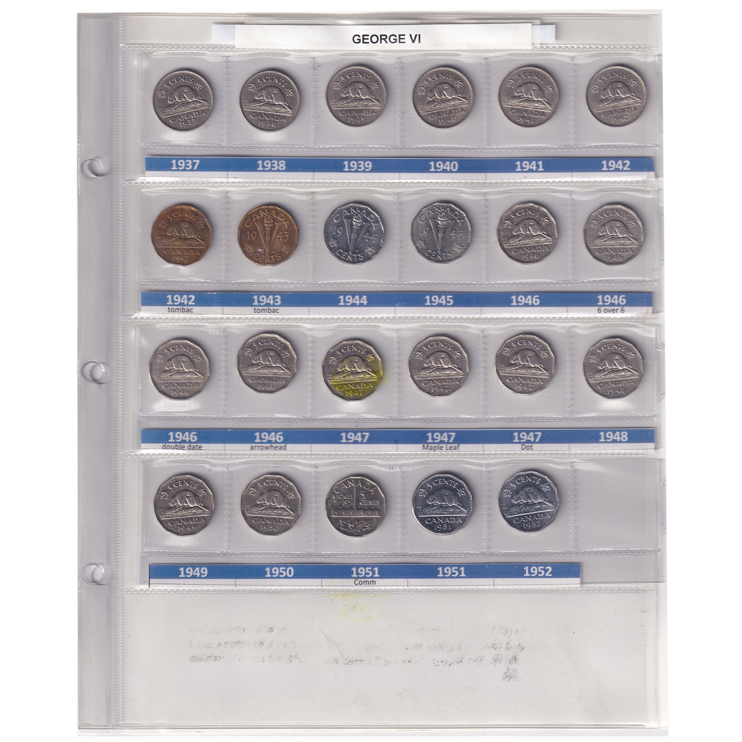 Estate Lot of 122x 1922-2019 Canada 5-cents in Brown Unimaster Album (includes RARE DATES!)