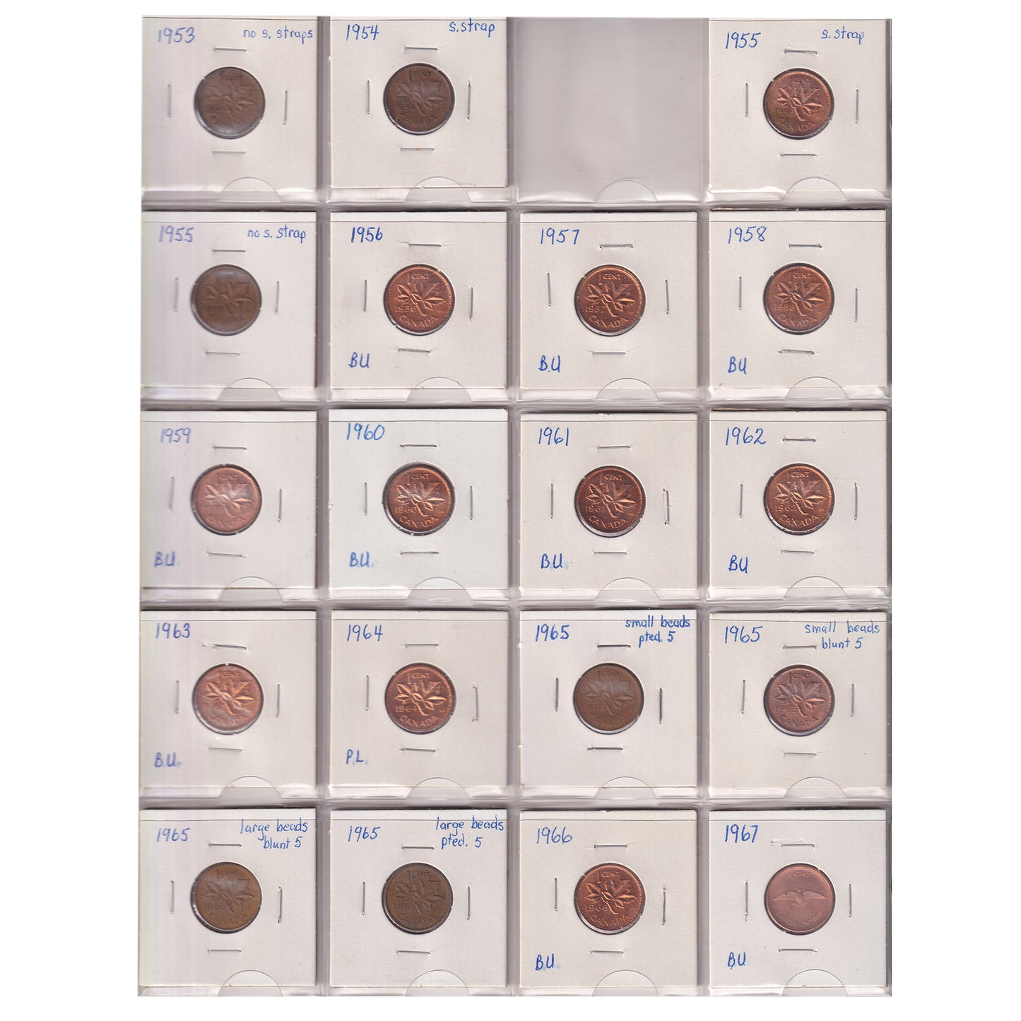 Estate Lot of 156x 1920-2005 Canada 1-cents & 5-cents in Black Binder