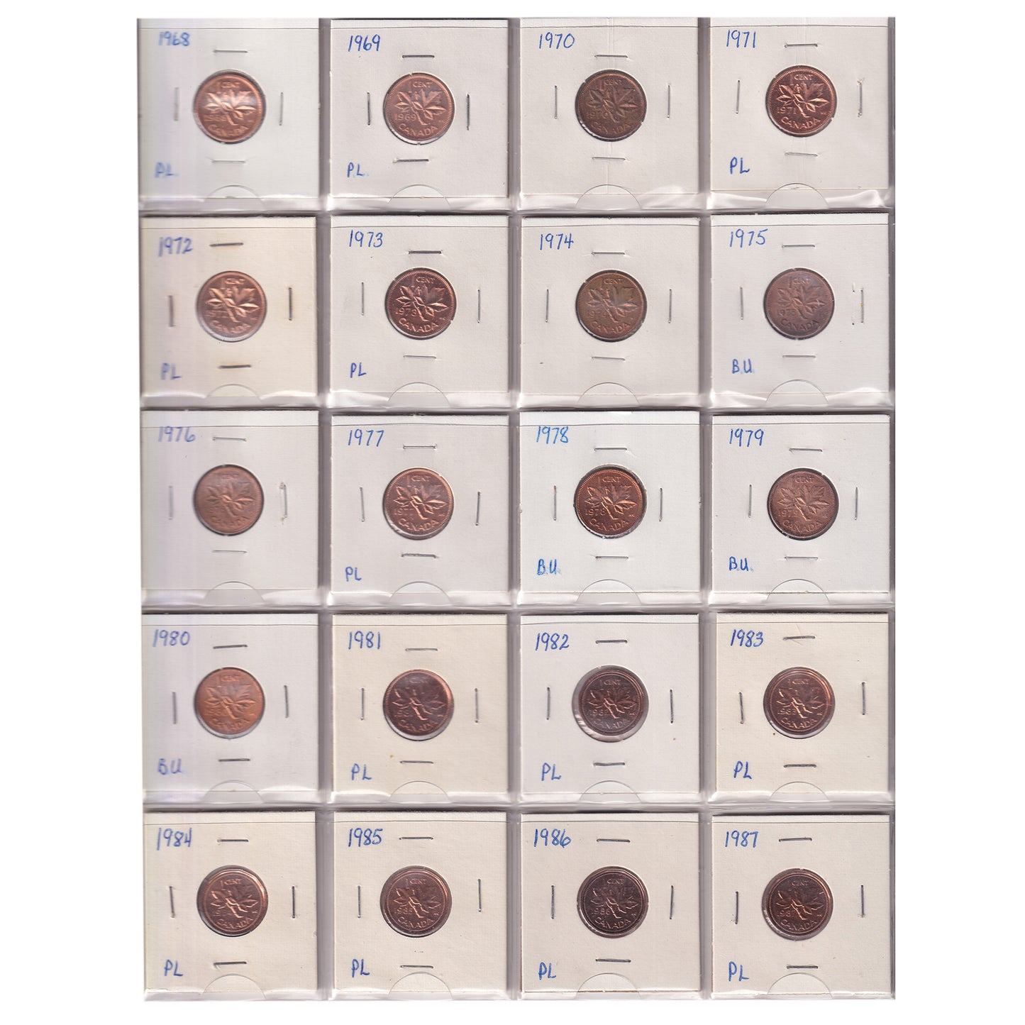 Estate Lot of 156x 1920-2005 Canada 1-cents & 5-cents in Black Binder
