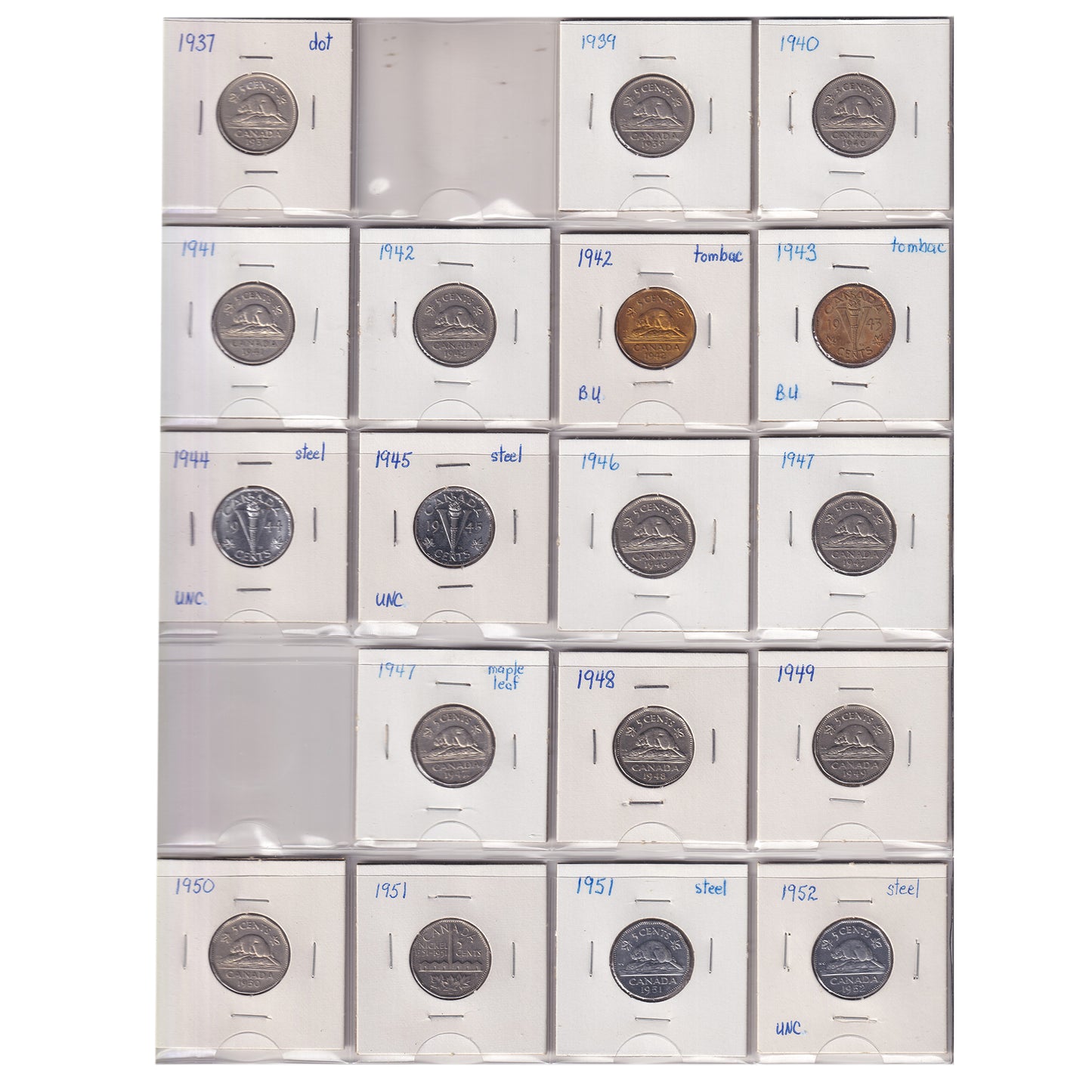 Estate Lot of 156x 1920-2005 Canada 1-cents & 5-cents in Black Binder