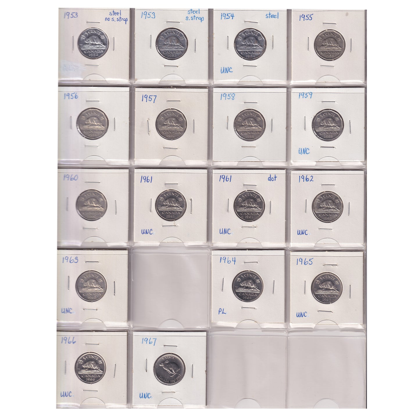 Estate Lot of 156x 1920-2005 Canada 1-cents & 5-cents in Black Binder