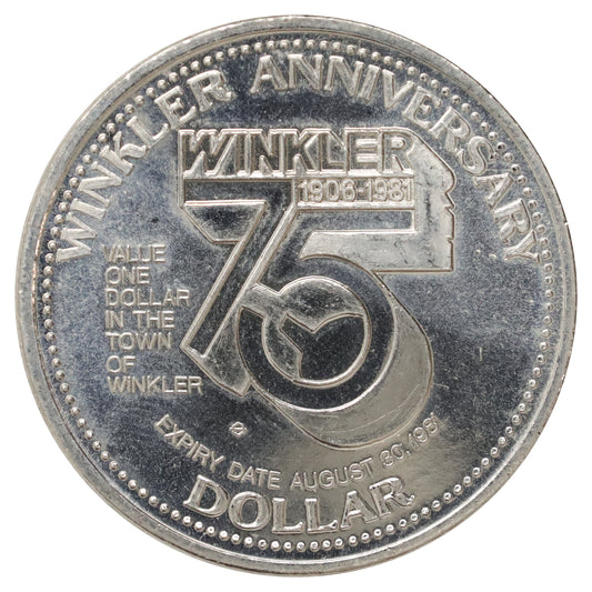 1981 Winkler, MB, 75th Anniversary Commemorative Dollar Token