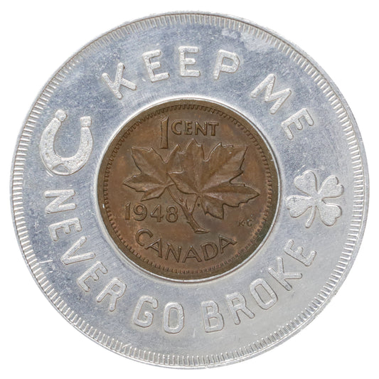 1948 Canada Encased Lucky Penny "Keep Me and Never Go Broke!" Eaton's Department Store
