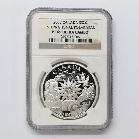 2007 Canada $20 International Polar Year Sterling Silver Coin NGC Certified PF69 UHC