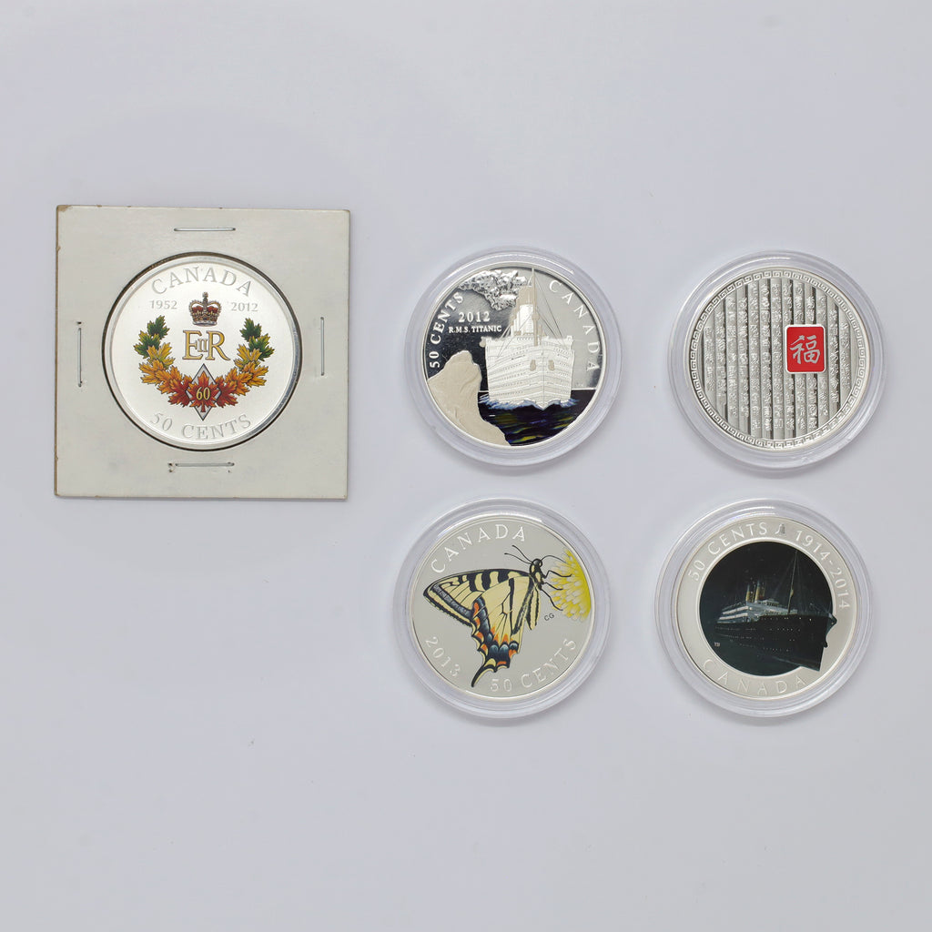 Lot of 5x Canada Commemorative 50-cent Coins, 5pcs (Coins Only) scratched capsules