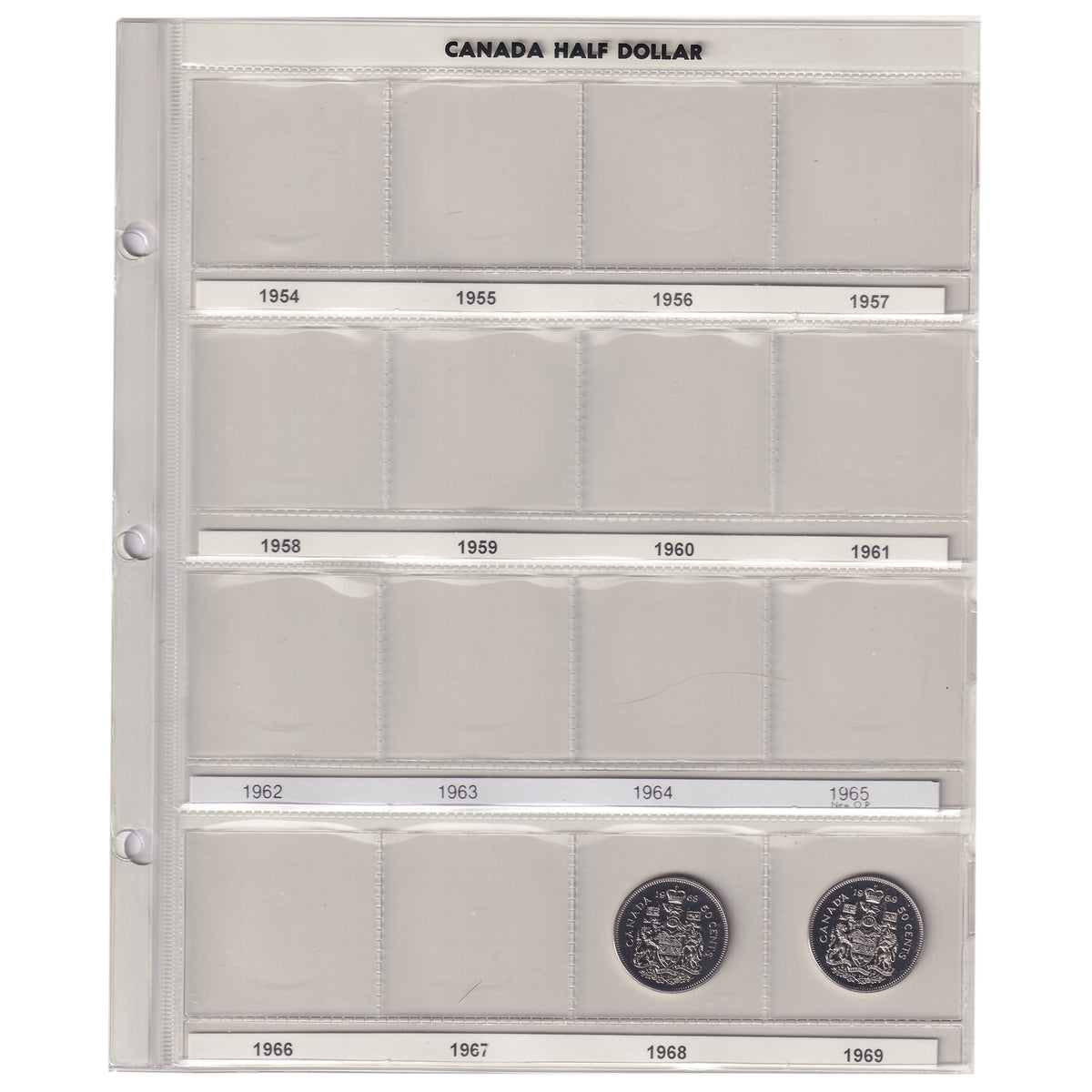 Estate Lot of 36x 1968-2003 Canada 50-cents in Brown Unisafe Album