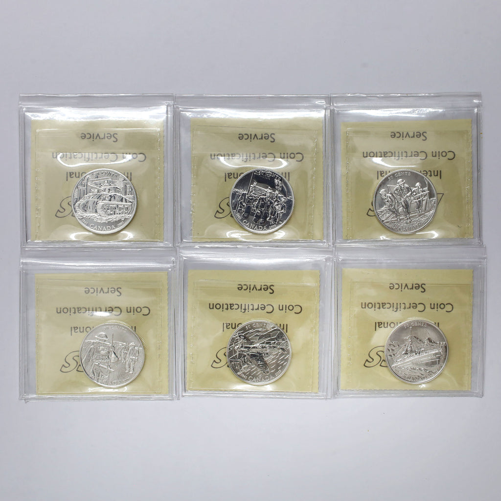 Lot of 6x 2005 Canada Quest for … During WWII .925 50-cent Coins ICCS Cert. PF67, 6pcs