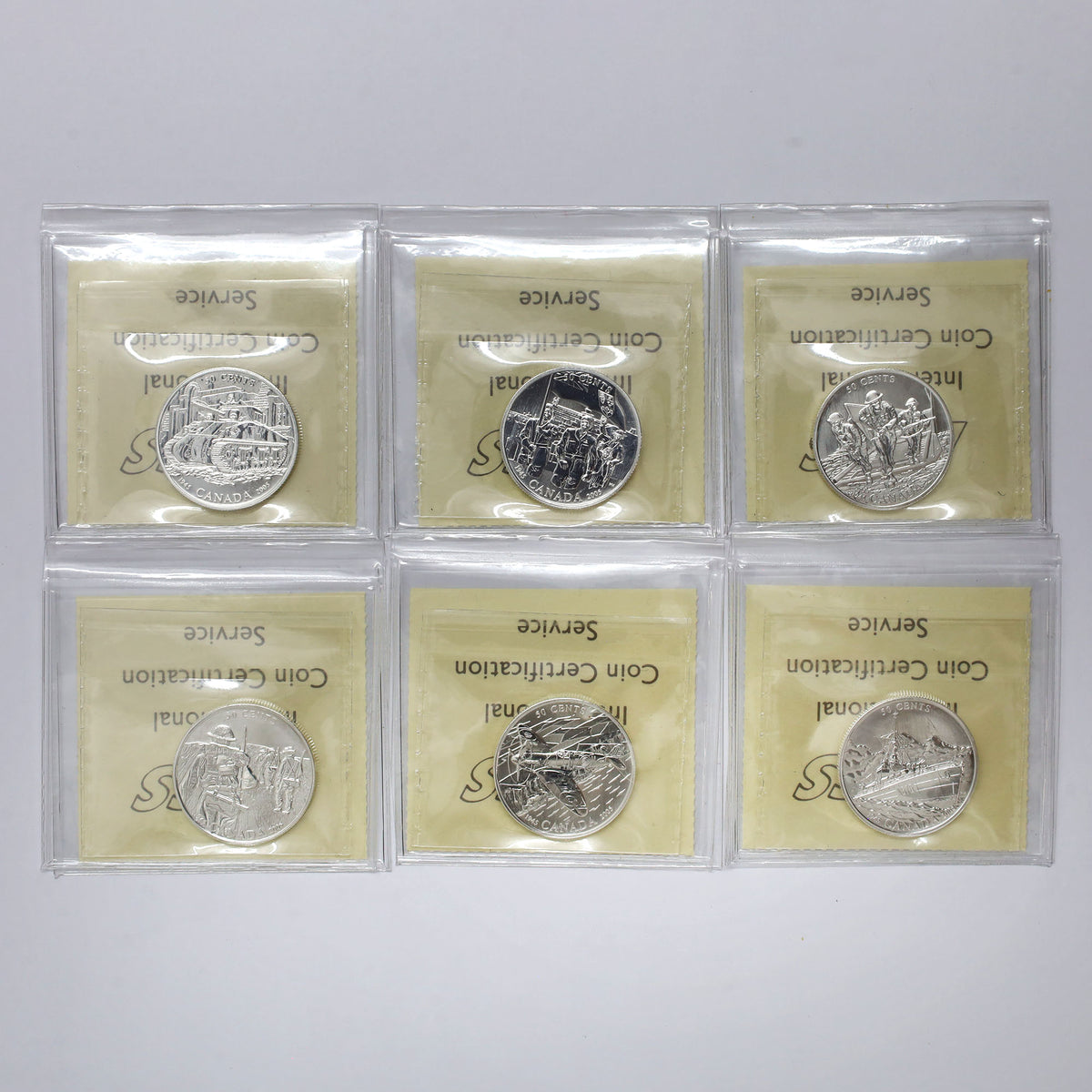 Lot of 6x 2005 Canada Quest for … During WWII .925 50-cent Coins ICCS Cert. PF67, 6pcs