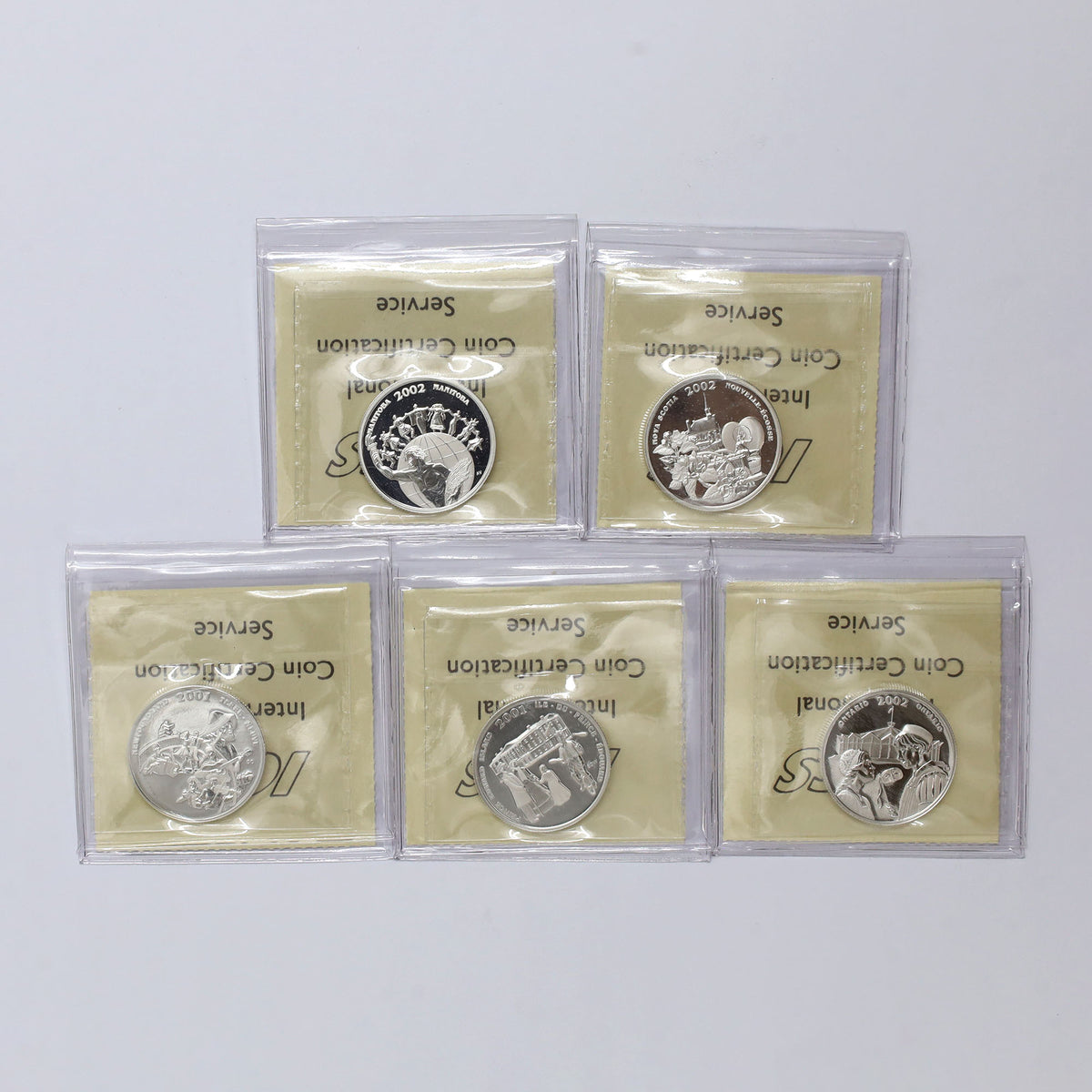 Lot of 5x 2001-2002 Festivals of Canada 50c .925 Silver Coins ICCS Cert. PF67 UHC, 5pcs
