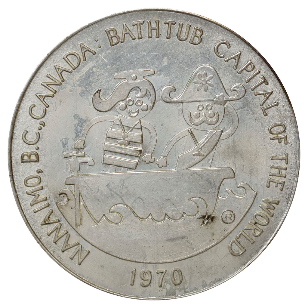 1970 Nanaimo, BC, 4th Annual Bathtub Race Commemorative Silver-Plated Dollar Token