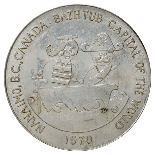 1970 Nanaimo, BC, 4th Annual Bathtub Race Commemorative Silver-Plated Dollar Token