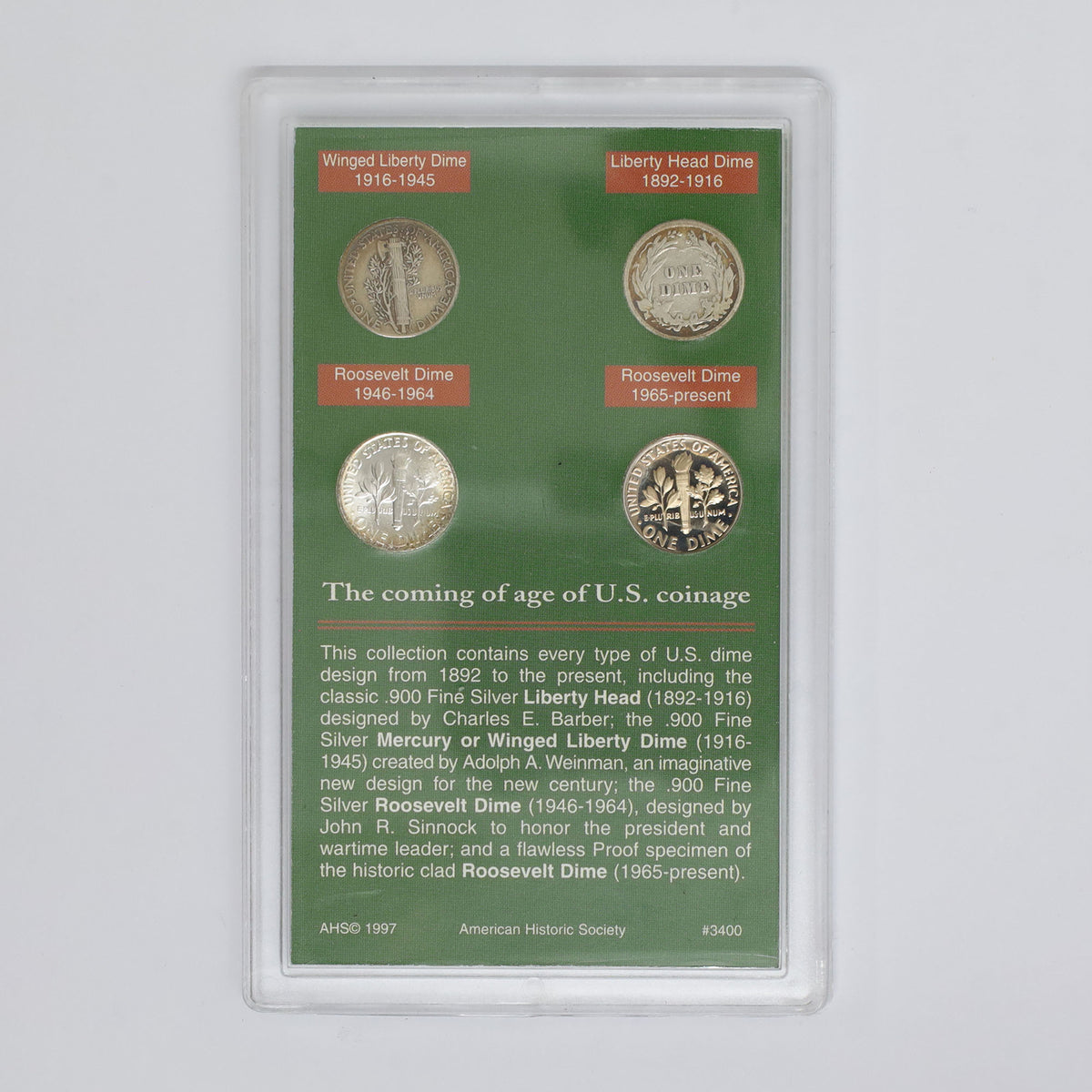 USA American Dimes of the 20th Century 4-Coin Novelty Set (light wear)