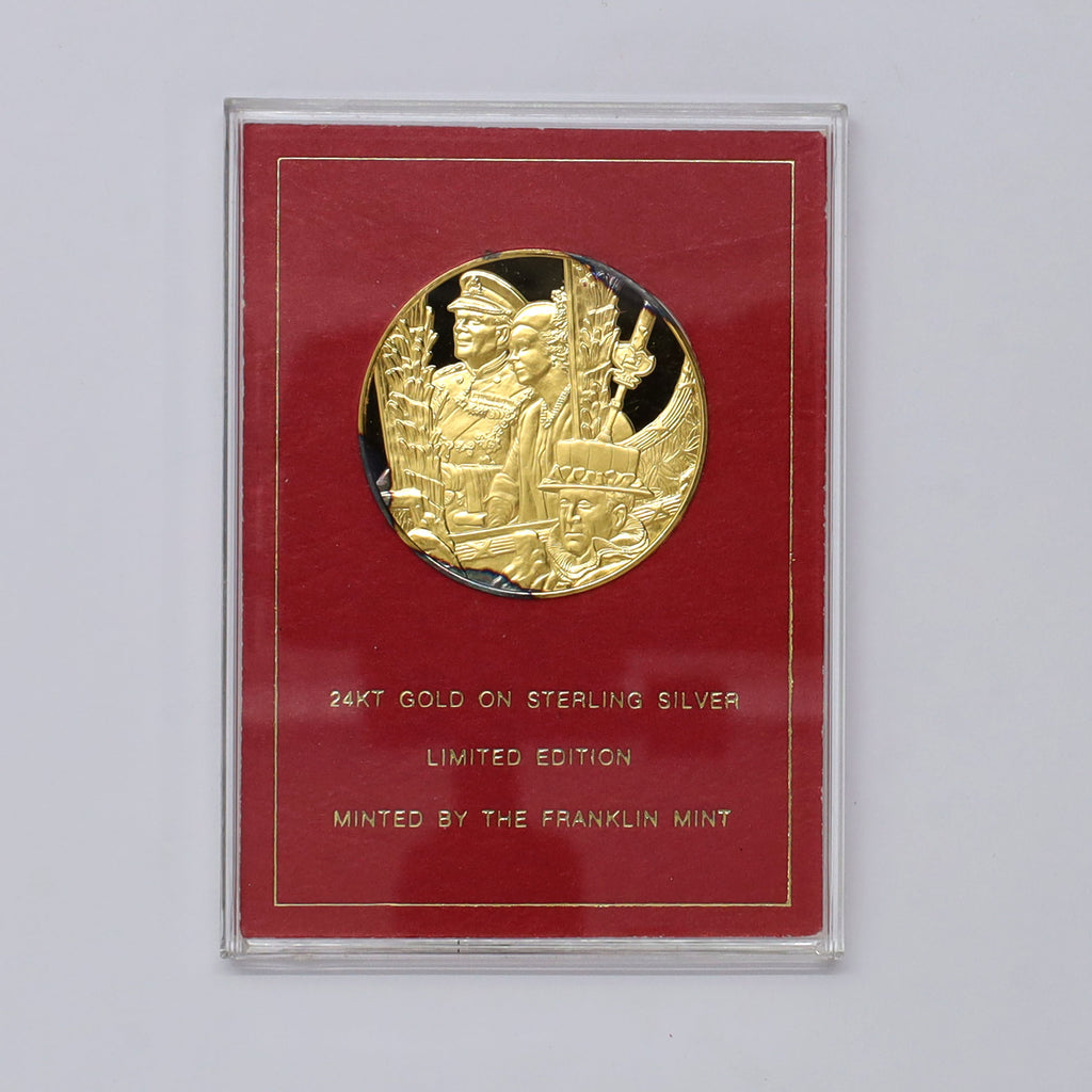 1977 Canada Elizabeth II Silver Jubilee Gold-Plate .925 Silver Medallion Display (wear)