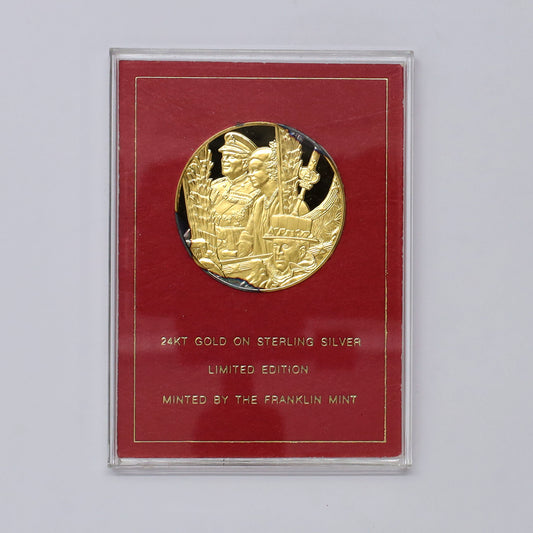 1977 Canada Elizabeth II Silver Jubilee Gold-Plate .925 Silver Medallion Display (wear)