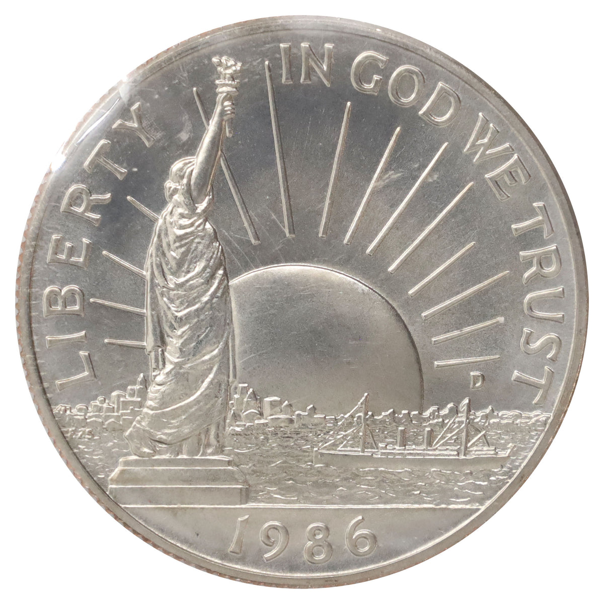 1986 D USA Statue of Liberty Centennial Half Dollar Uncirculated (light wear)