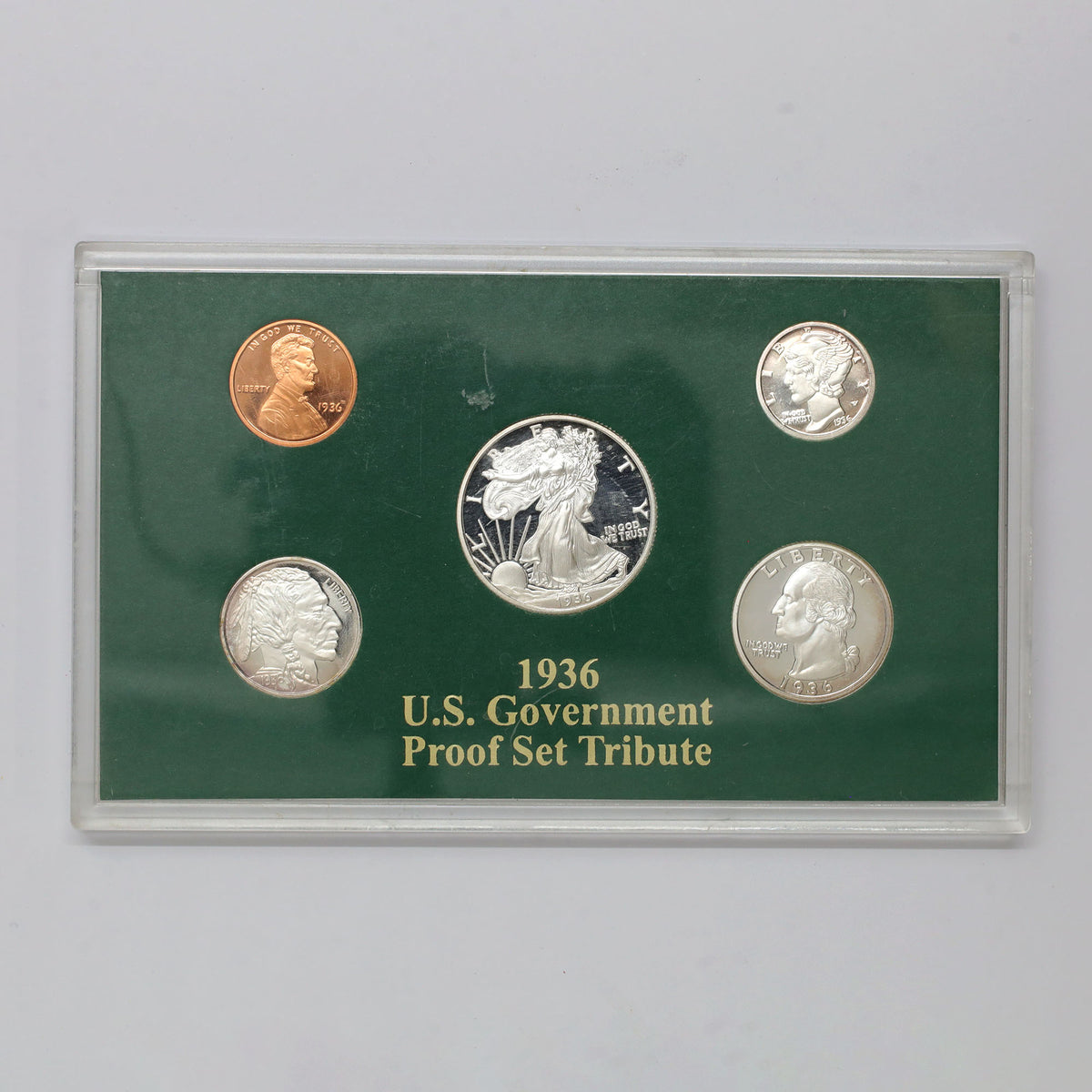 REPLICA USA 1936 U.S. Government Proof Set Tribute 5-Medallion Novelty Set (light wear)