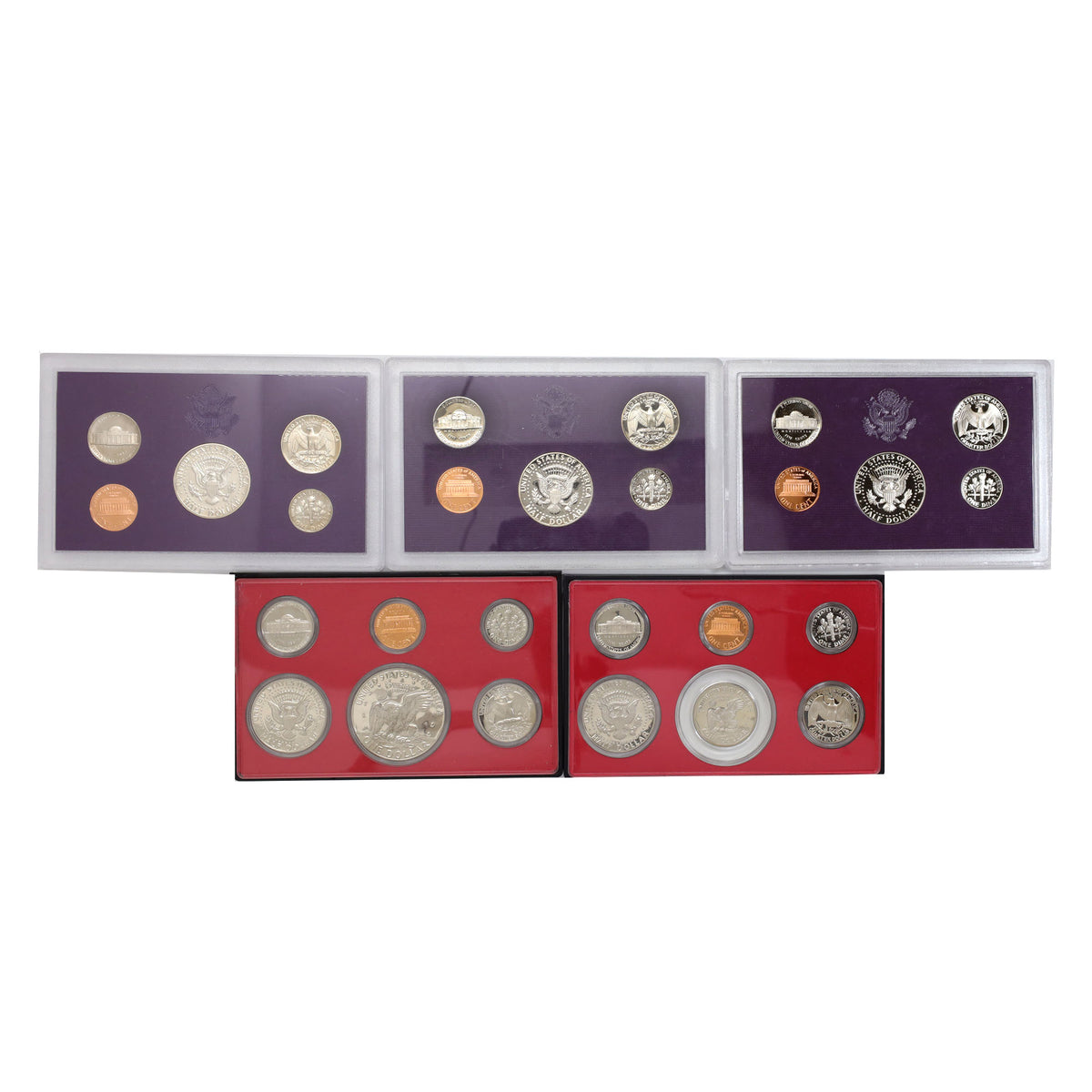Lot of 5x 1977-1989 USA Proof Sets, 5pcs (issues)