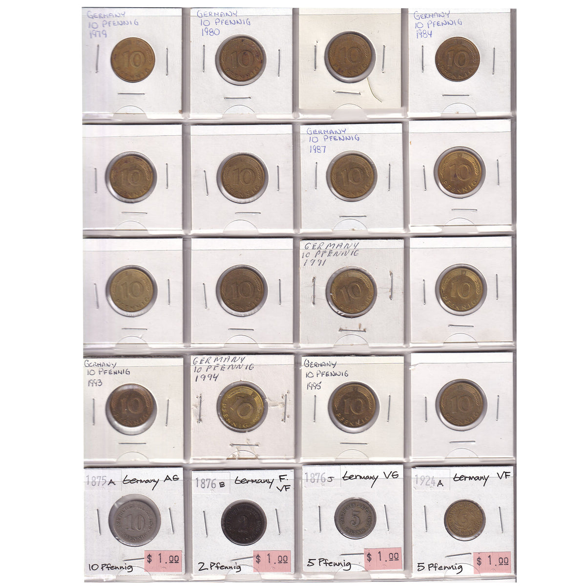 Group Lot of 60x 1822-1996 World Coins, Various Countries & Denominations, 60pcs