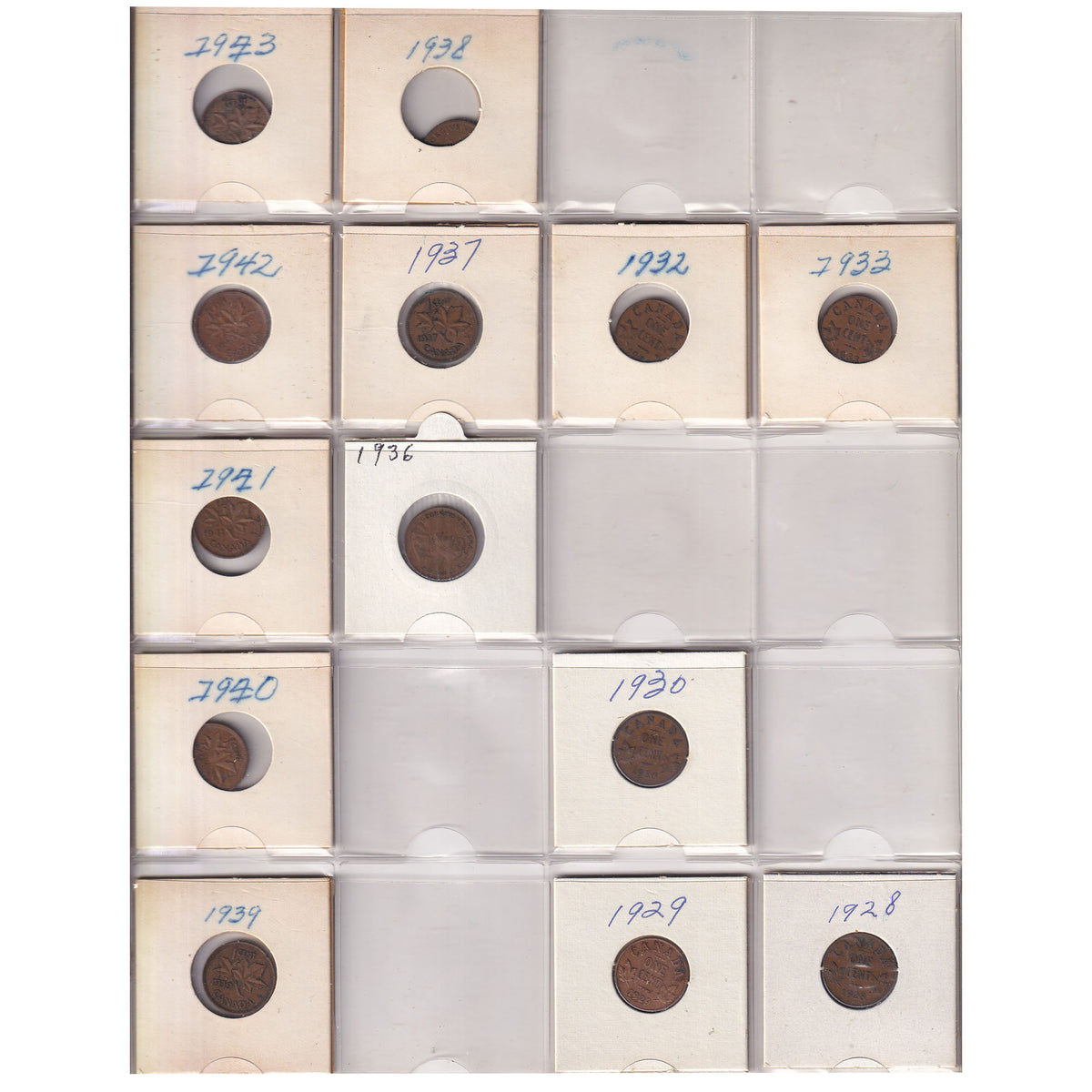 Estate Lot of 107x 1902-1980 Canada 1-cents in Black and White Binder (sold as-is)