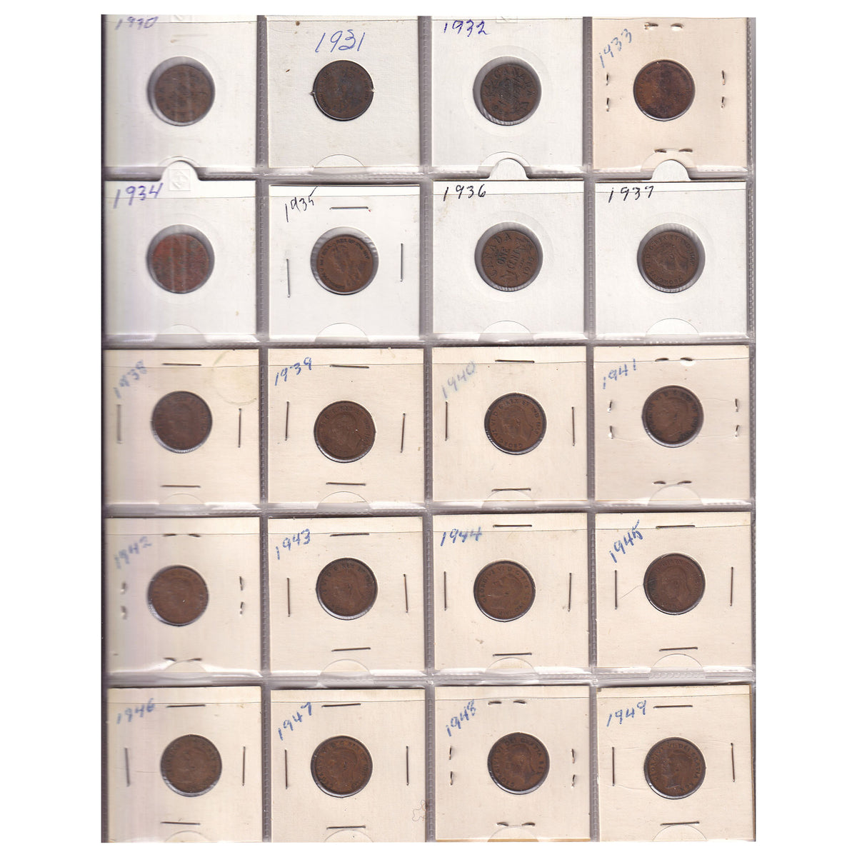 Estate Lot of 107x 1902-1980 Canada 1-cents in Black and White Binder (sold as-is)