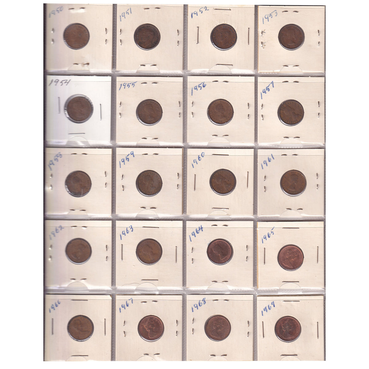 Estate Lot of 107x 1902-1980 Canada 1-cents in Black and White Binder (sold as-is)