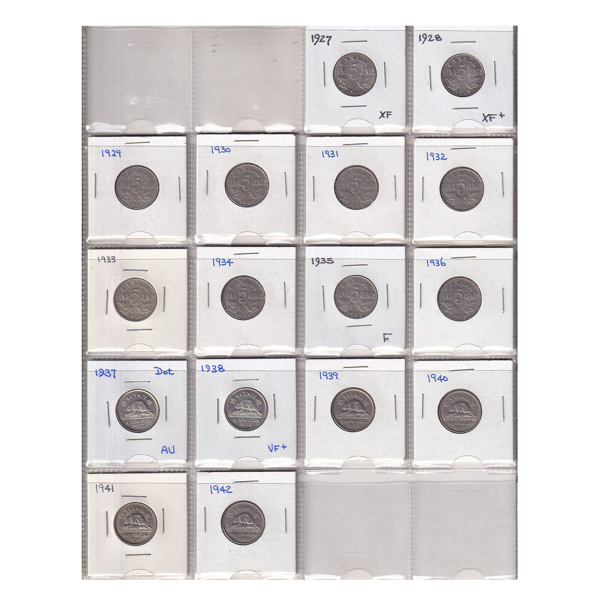Estate Lot of 199x 1922-2018 Canada 5-cents in Black Binder (sold as-is)