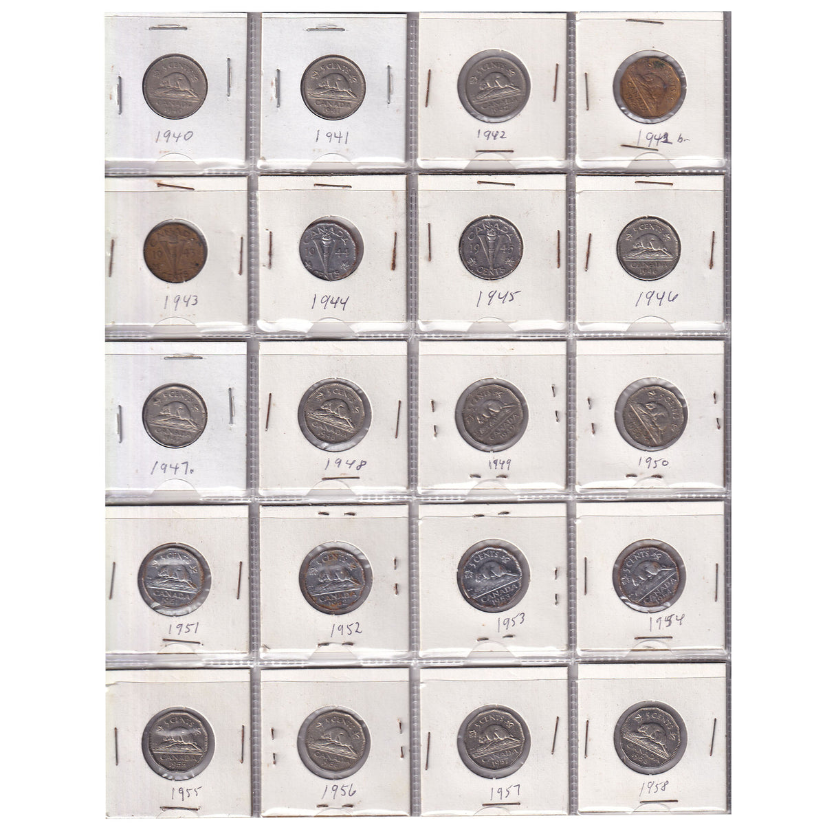 Estate Lot of 199x 1922-2018 Canada 5-cents in Black Binder (sold as-is)